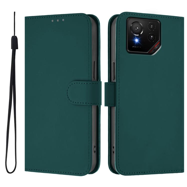 For Asus ROG Phone 9 / 9 Pro Skin Feel Solid Color Leather Phone Case with Lanyard