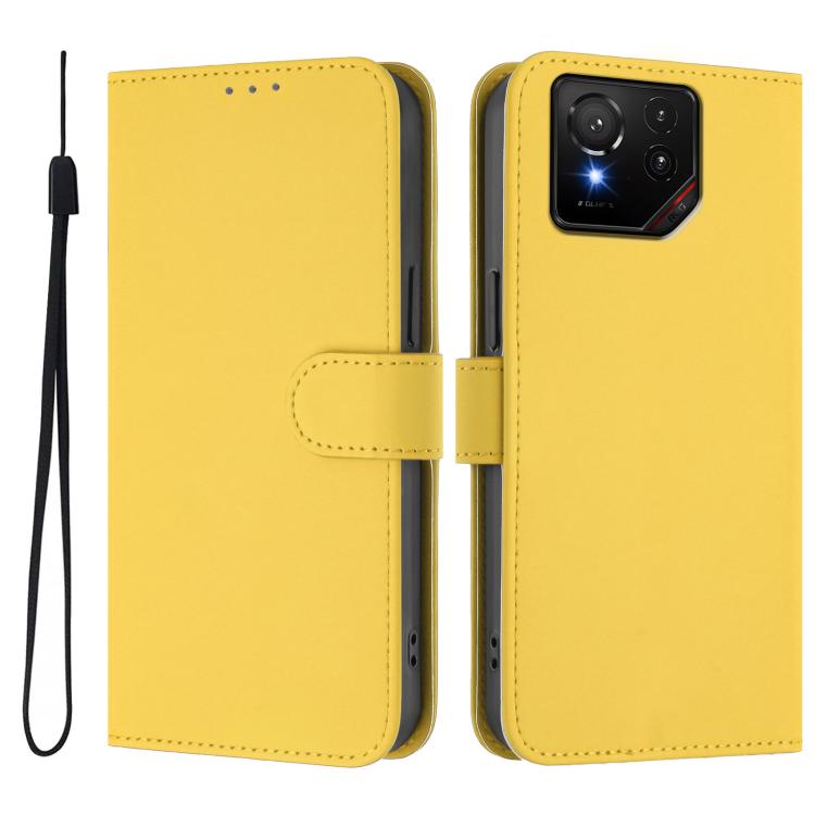 For Asus ROG Phone 9 / 9 Pro Skin Feel Solid Color Leather Phone Case with Lanyard