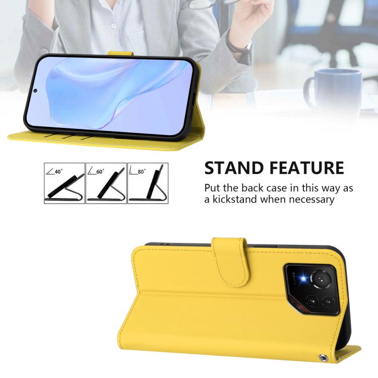 For Asus ROG Phone 9 / 9 Pro Skin Feel Solid Color Leather Phone Case with Lanyard