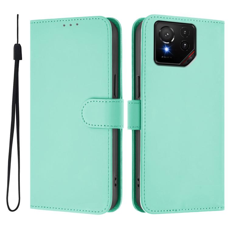 For Asus ROG Phone 9 / 9 Pro Skin Feel Solid Color Leather Phone Case with Lanyard