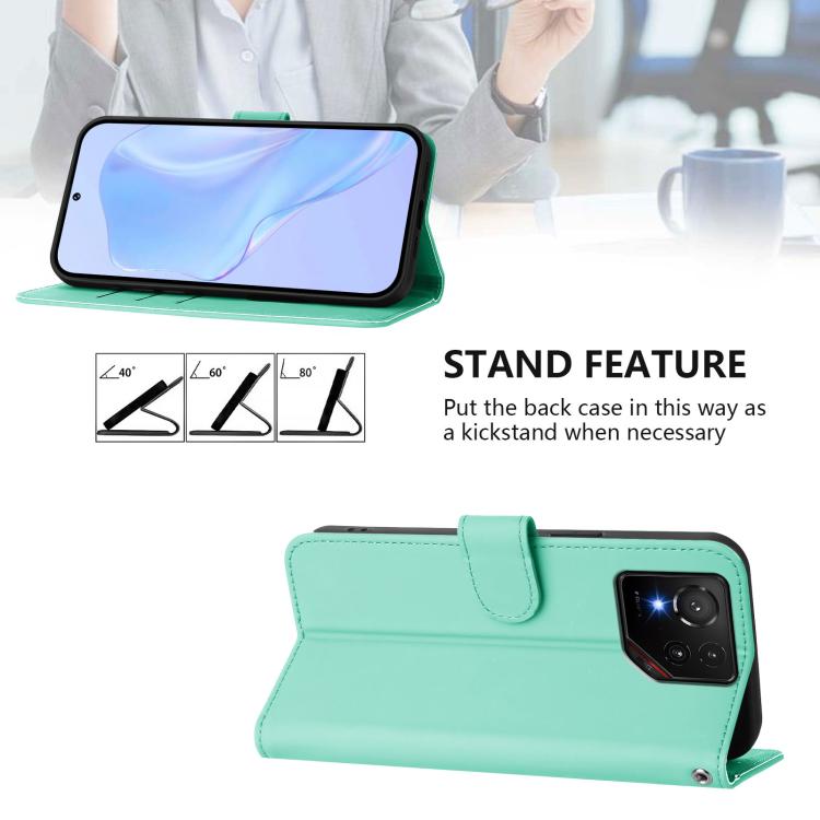 For Asus ROG Phone 9 / 9 Pro Skin Feel Solid Color Leather Phone Case with Lanyard