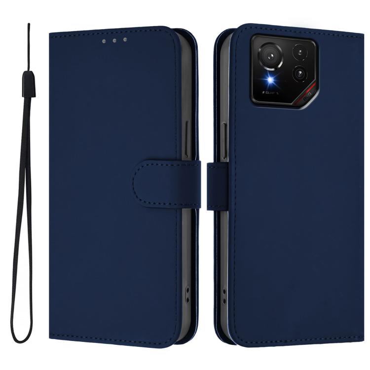 For Asus ROG Phone 9 / 9 Pro Skin Feel Solid Color Leather Phone Case with Lanyard