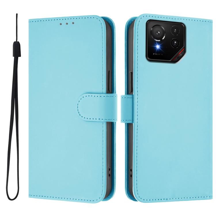 For Asus ROG Phone 9 / 9 Pro Skin Feel Solid Color Leather Phone Case with Lanyard