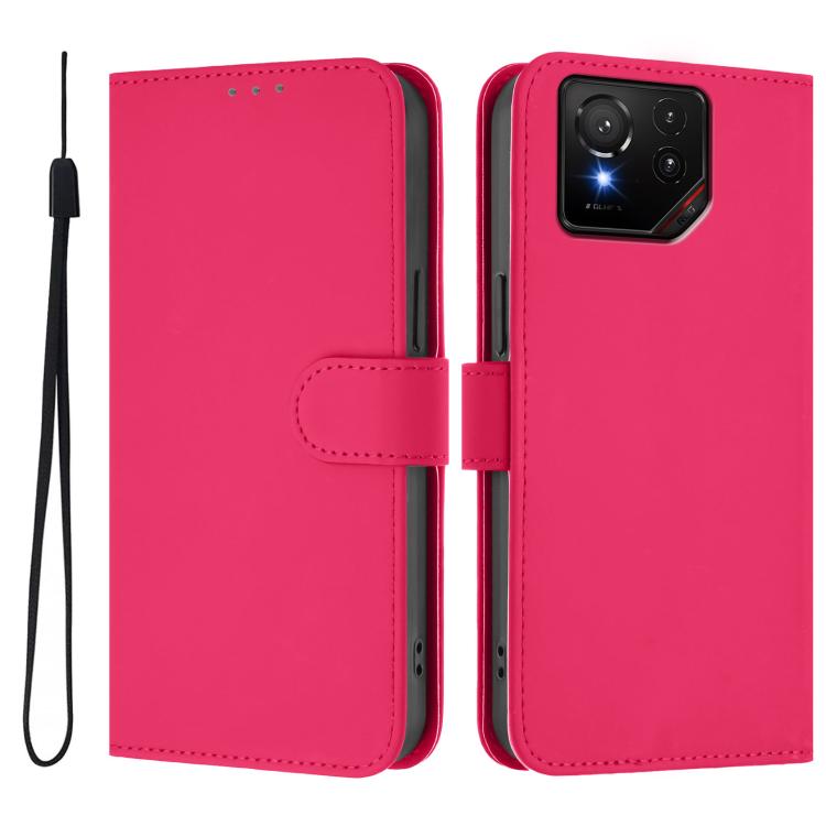 For Asus ROG Phone 9 / 9 Pro Skin Feel Solid Color Leather Phone Case with Lanyard