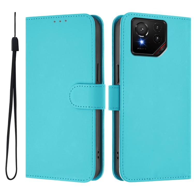 For Asus ROG Phone 9 / 9 Pro Skin Feel Solid Color Leather Phone Case with Lanyard
