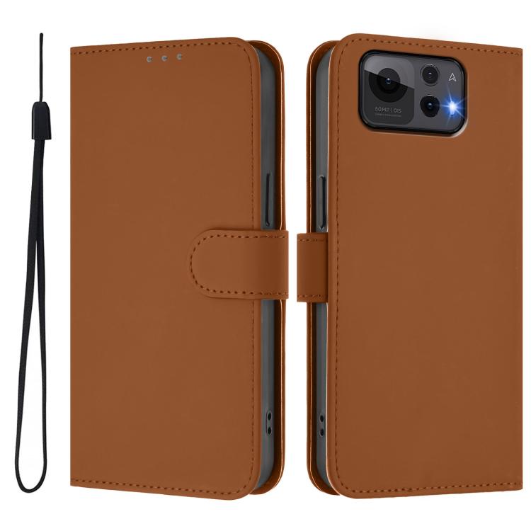 For Asus Zenfone 12 Ultra Skin Feel Solid Color Leather Phone Case with Lanyard