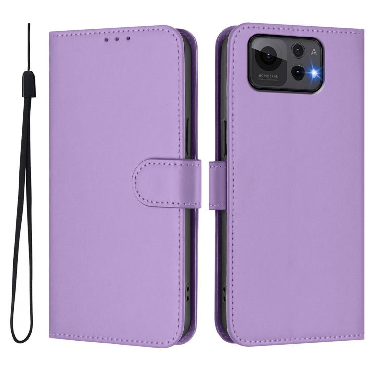 For Asus Zenfone 12 Ultra Skin Feel Solid Color Leather Phone Case with Lanyard
