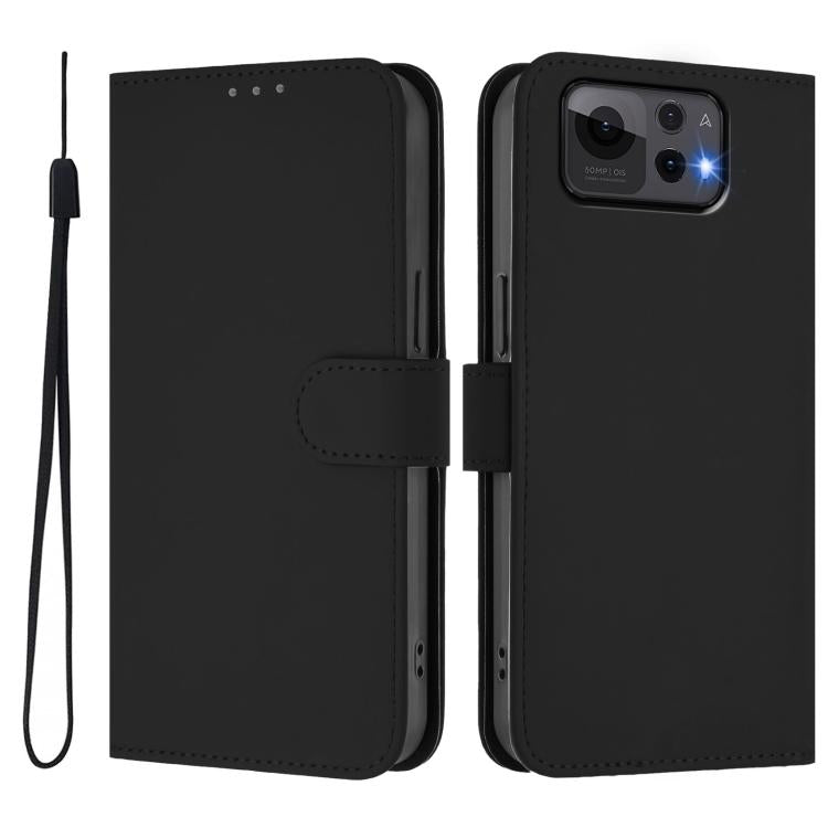 For Asus Zenfone 12 Ultra Skin Feel Solid Color Leather Phone Case with Lanyard