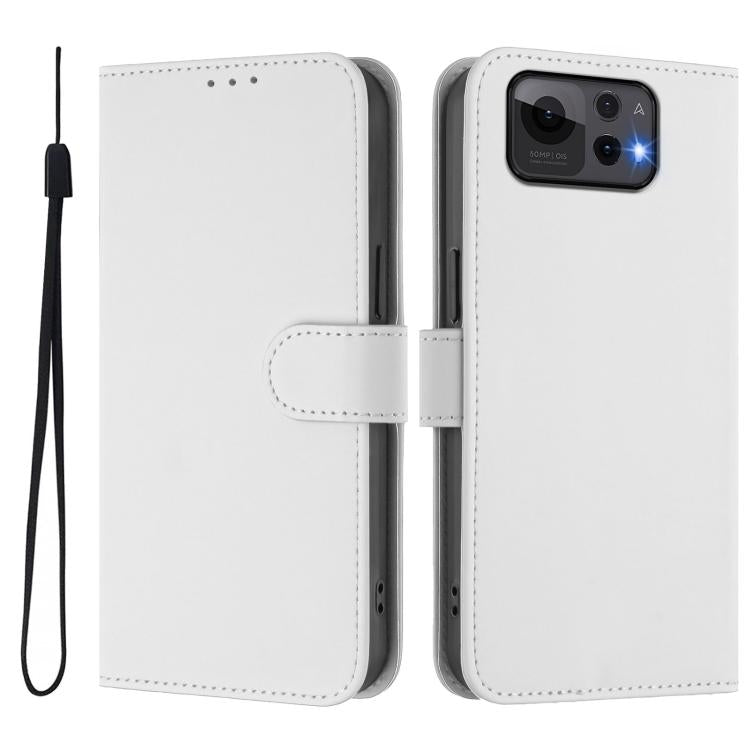 For Asus Zenfone 12 Ultra Skin Feel Solid Color Leather Phone Case with Lanyard