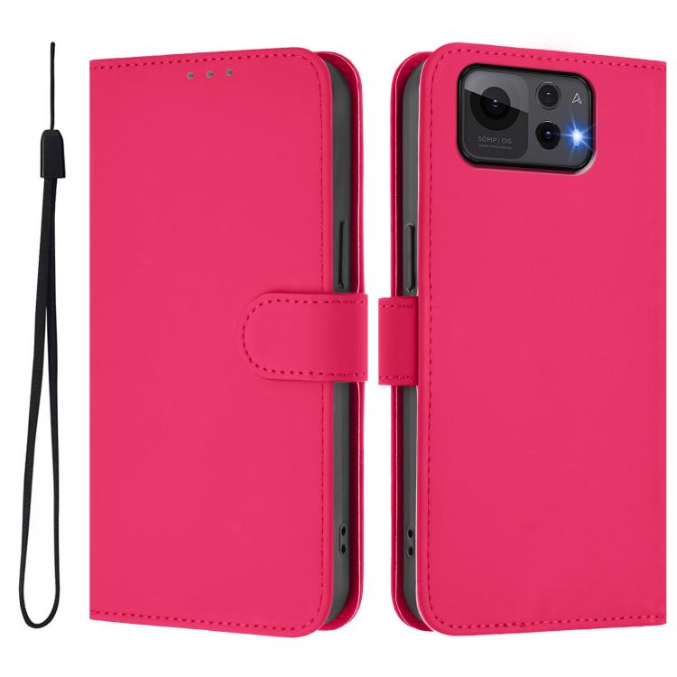 For Asus Zenfone 12 Ultra Skin Feel Solid Color Leather Phone Case with Lanyard