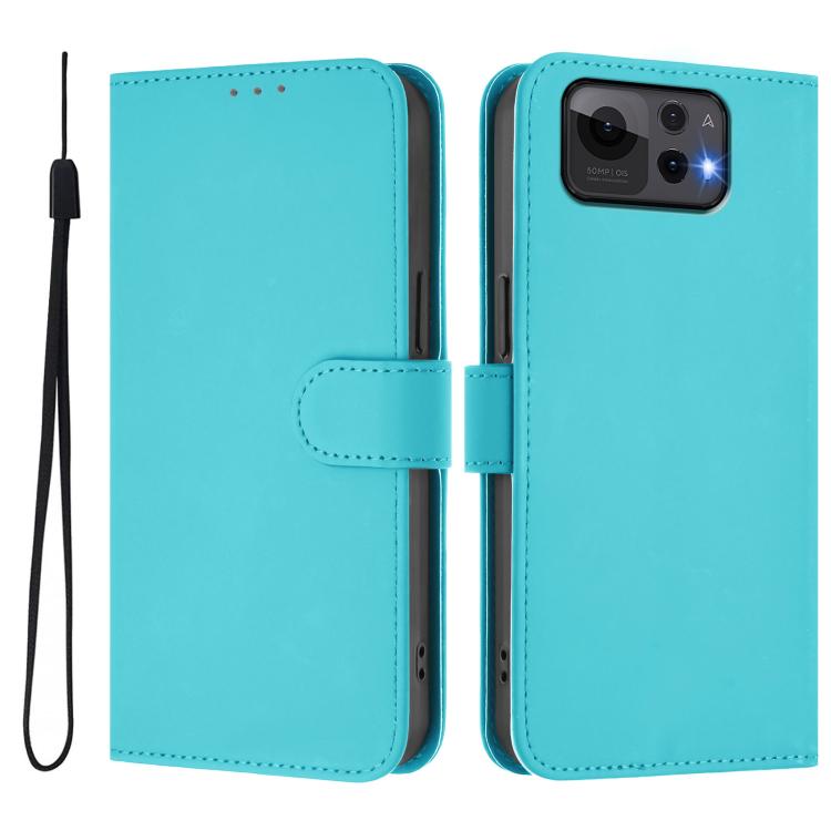 For Asus Zenfone 12 Ultra Skin Feel Solid Color Leather Phone Case with Lanyard