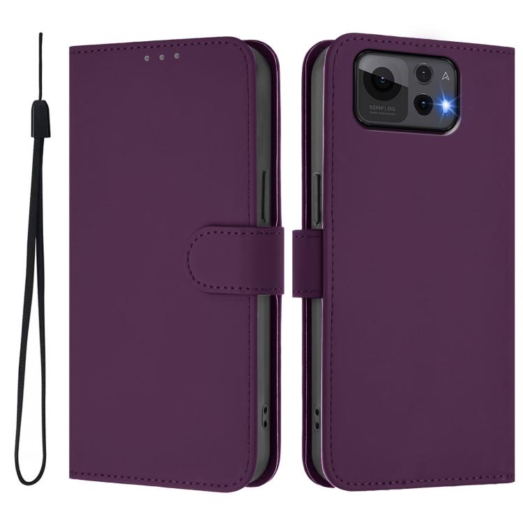 For Asus Zenfone 12 Ultra Skin Feel Solid Color Leather Phone Case with Lanyard