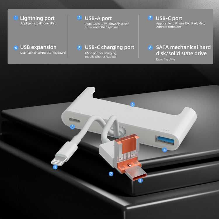 NK-1046TL Pro USB-C / Type-C, 8 Pin, USB to USB-C / Type-C, USB, SATA Interface Multi-function Adapter - White