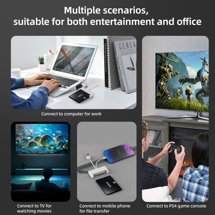 NK-1046TL Pro USB-C / Type-C, 8 Pin, USB to USB-C / Type-C, USB, SATA Interface Multi-function Adapter - White