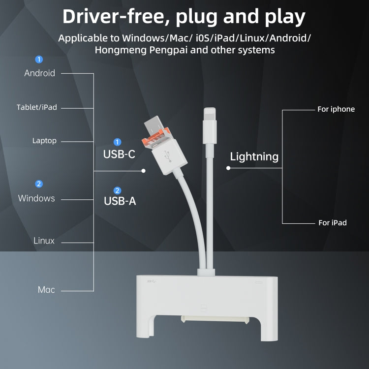 NK-1046TL Pro USB-C / Type-C, 8 Pin, USB to USB-C / Type-C, USB, SATA Interface Multi-function Adapter - White
