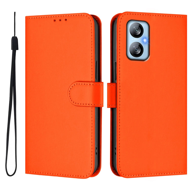For Blackview A52 / A52 Pro Skin Feel Solid Color Leather Phone Case with Lanyard