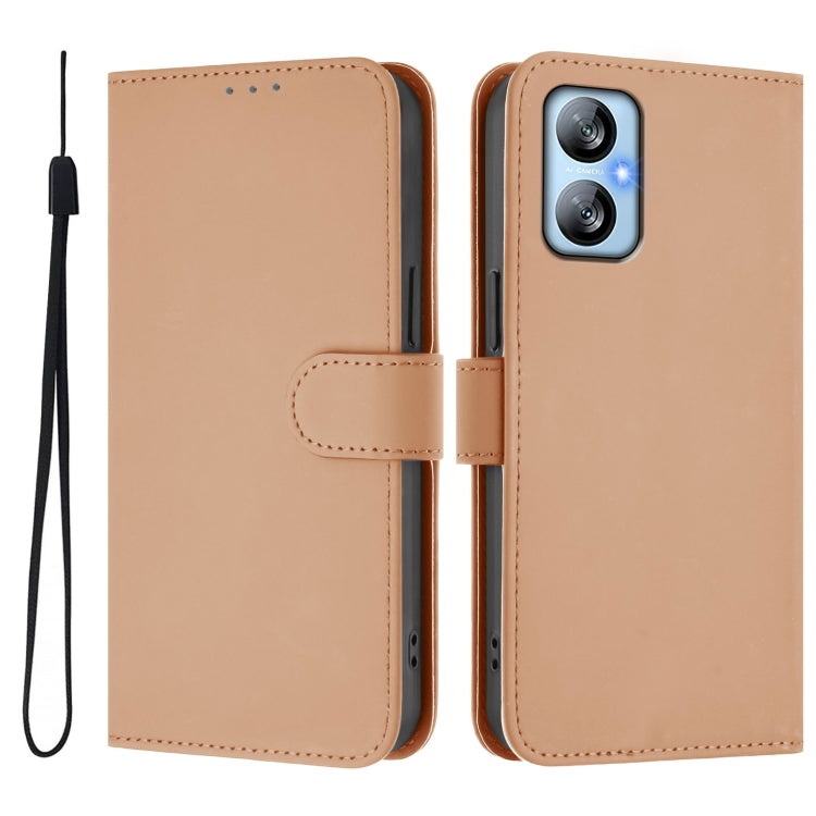 For Blackview A52 / A52 Pro Skin Feel Solid Color Leather Phone Case with Lanyard