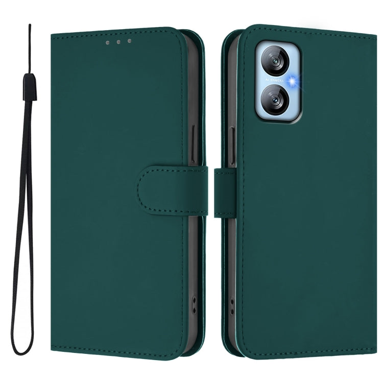 For Blackview A52 / A52 Pro Skin Feel Solid Color Leather Phone Case with Lanyard