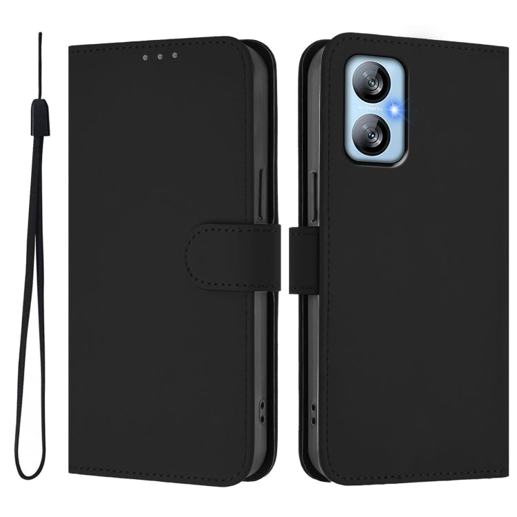 For Blackview A52 / A52 Pro Skin Feel Solid Color Leather Phone Case with Lanyard