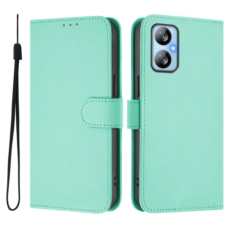 For Blackview A52 / A52 Pro Skin Feel Solid Color Leather Phone Case with Lanyard