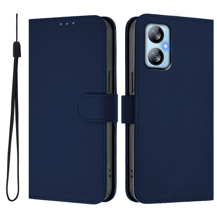 For Blackview A52 / A52 Pro Skin Feel Solid Color Leather Phone Case with Lanyard