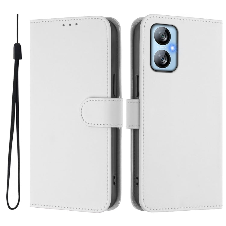 For Blackview A52 / A52 Pro Skin Feel Solid Color Leather Phone Case with Lanyard