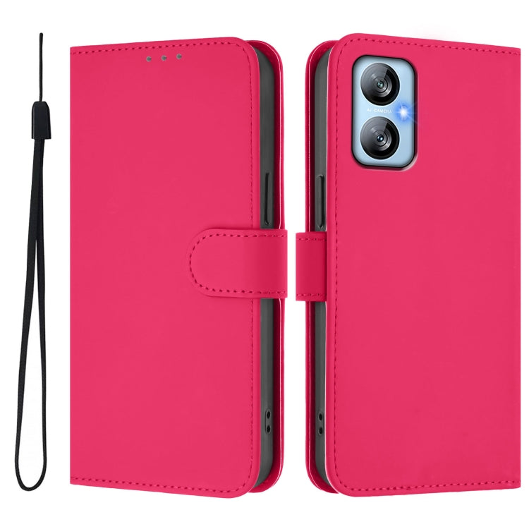 For Blackview A52 / A52 Pro Skin Feel Solid Color Leather Phone Case with Lanyard