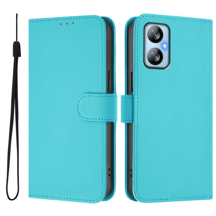 For Blackview A52 / A52 Pro Skin Feel Solid Color Leather Phone Case with Lanyard