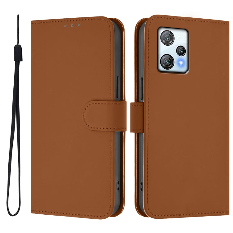 For Blackview A53 Skin Feel Solid Color Leather Phone Case with Lanyard