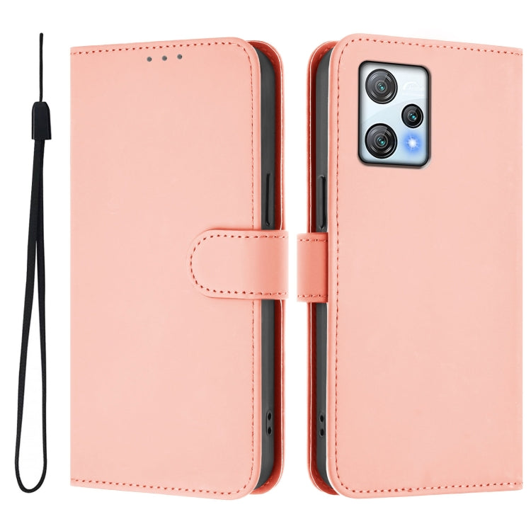 For Blackview A53 Skin Feel Solid Color Leather Phone Case with Lanyard