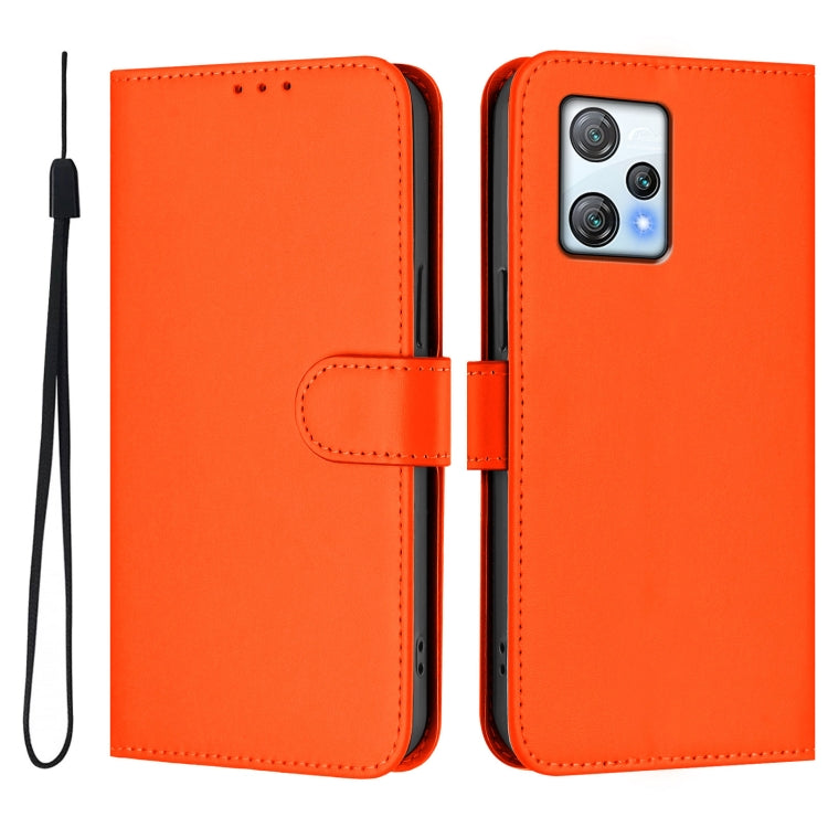 For Blackview A53 Skin Feel Solid Color Leather Phone Case with Lanyard
