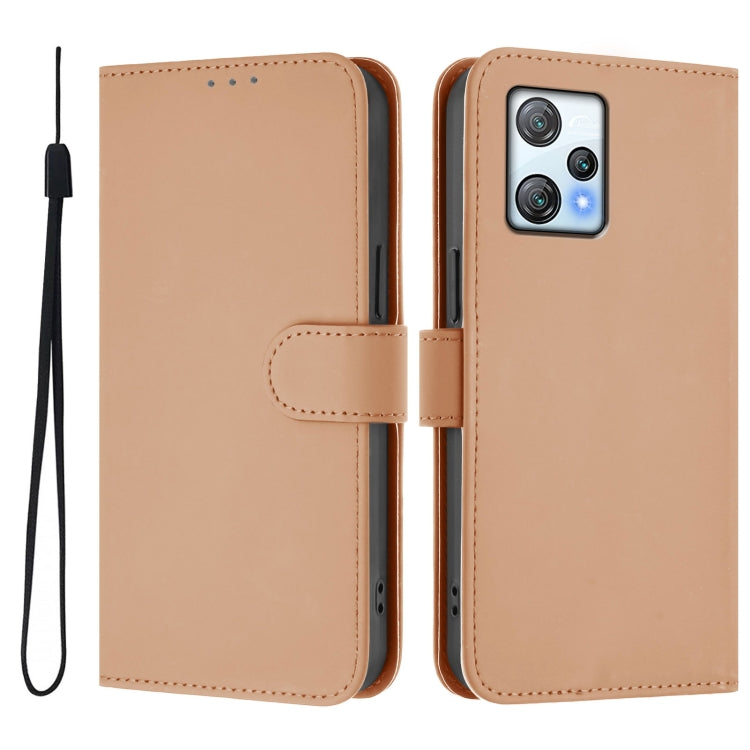 For Blackview A53 Skin Feel Solid Color Leather Phone Case with Lanyard