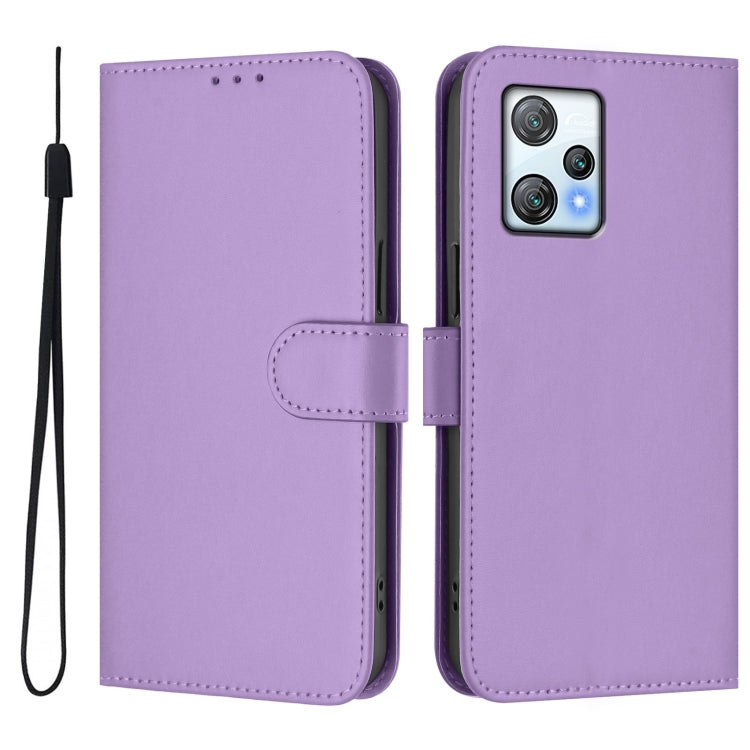 For Blackview A53 Skin Feel Solid Color Leather Phone Case with Lanyard