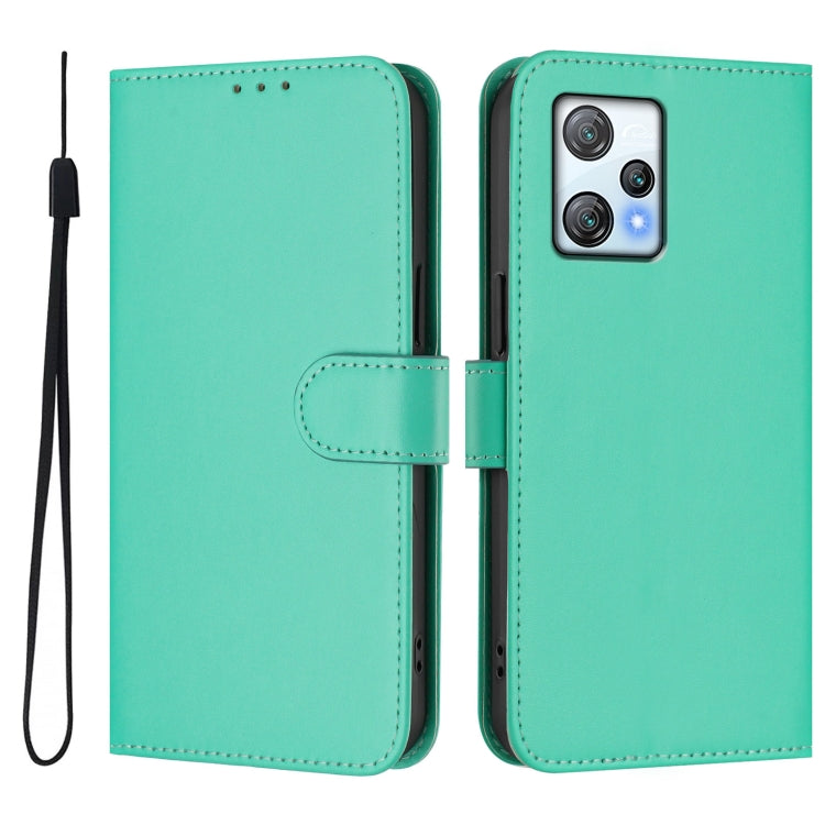 For Blackview A53 Skin Feel Solid Color Leather Phone Case with Lanyard