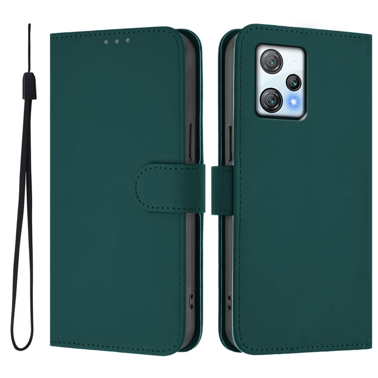 For Blackview A53 Skin Feel Solid Color Leather Phone Case with Lanyard