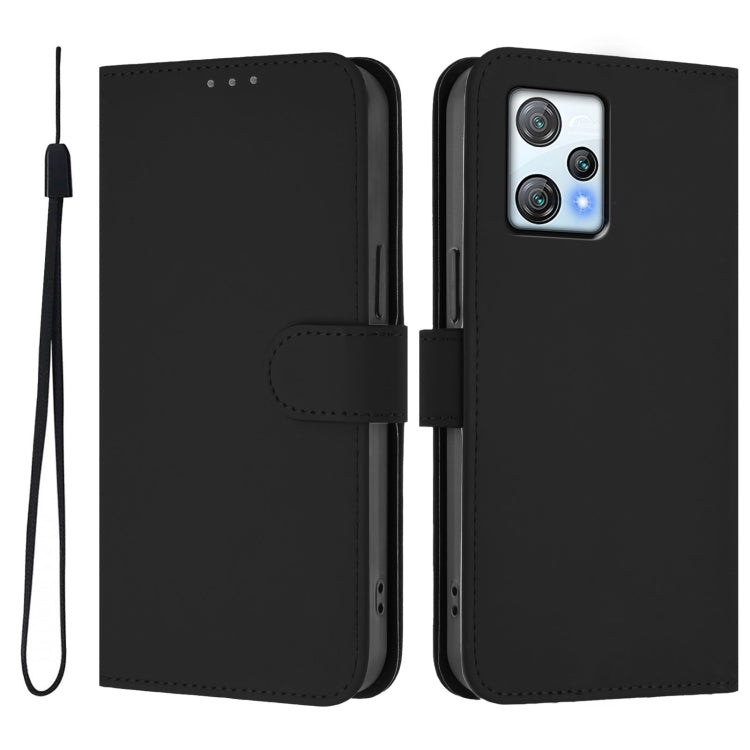 For Blackview A53 Skin Feel Solid Color Leather Phone Case with Lanyard