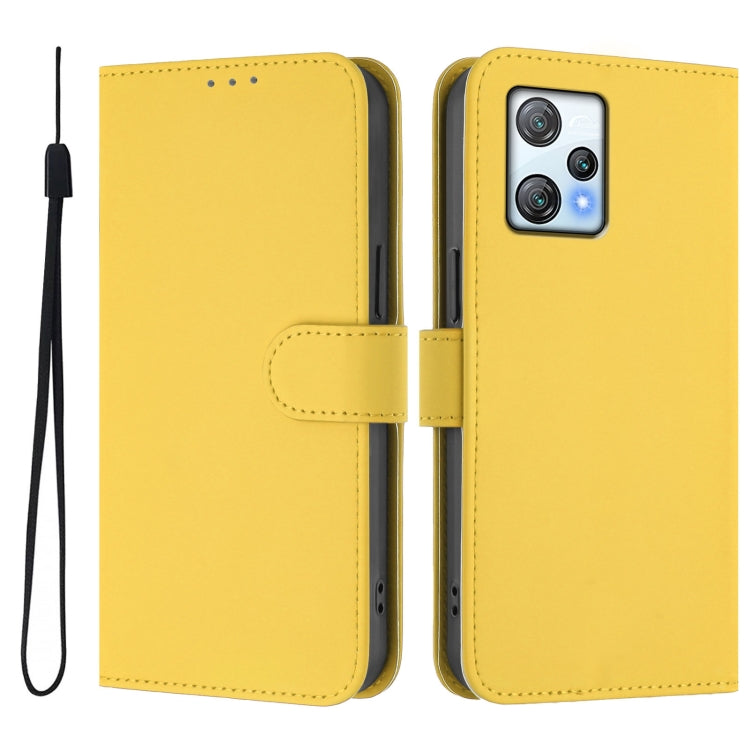 For Blackview A53 Skin Feel Solid Color Leather Phone Case with Lanyard