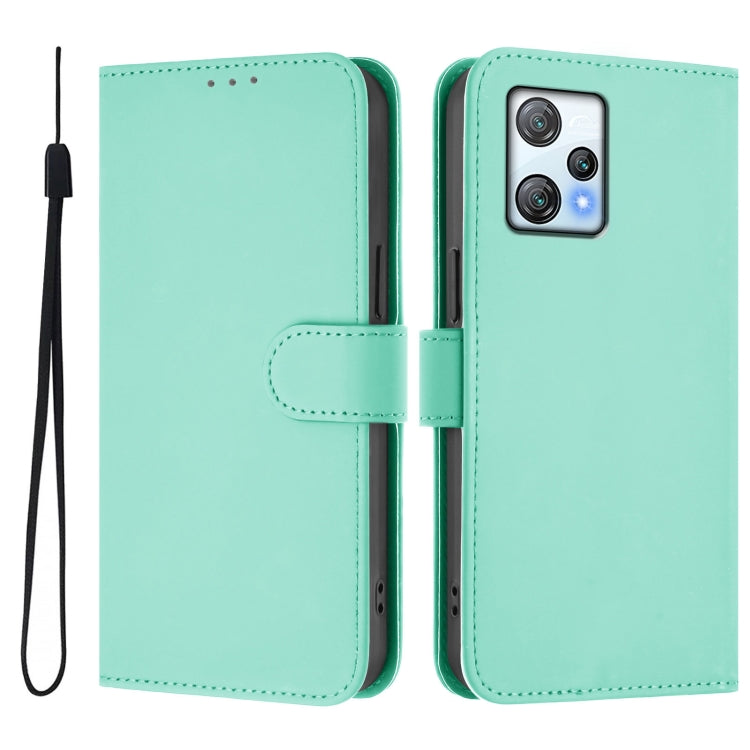 For Blackview A53 Skin Feel Solid Color Leather Phone Case with Lanyard