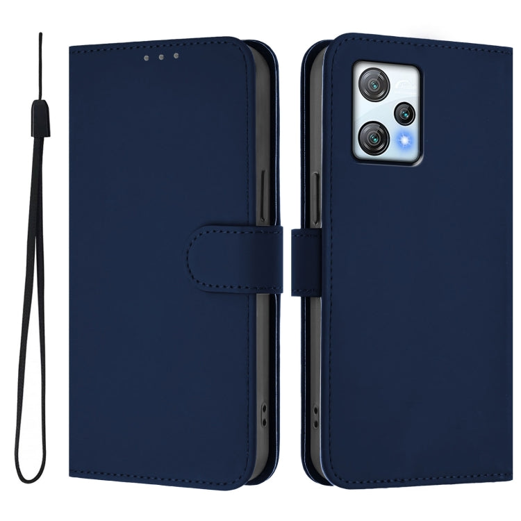 For Blackview A53 Skin Feel Solid Color Leather Phone Case with Lanyard