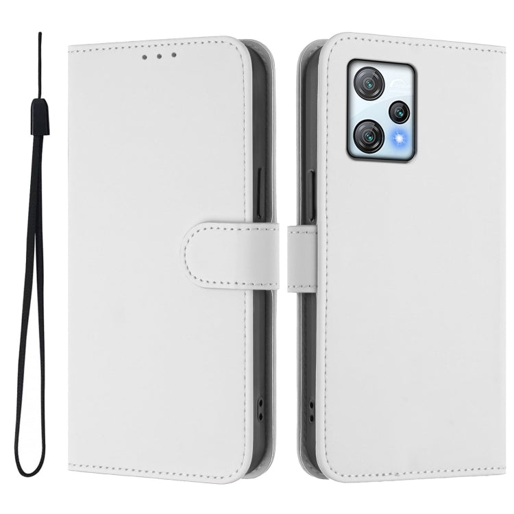 For Blackview A53 Skin Feel Solid Color Leather Phone Case with Lanyard
