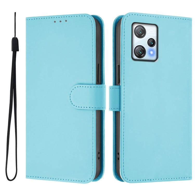 For Blackview A53 Skin Feel Solid Color Leather Phone Case with Lanyard