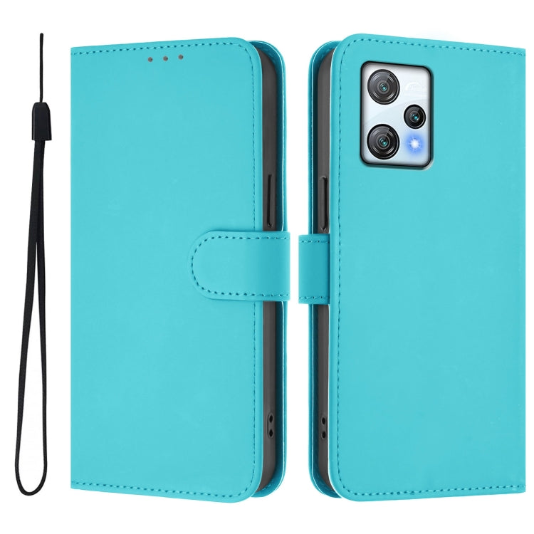 For Blackview A53 Skin Feel Solid Color Leather Phone Case with Lanyard