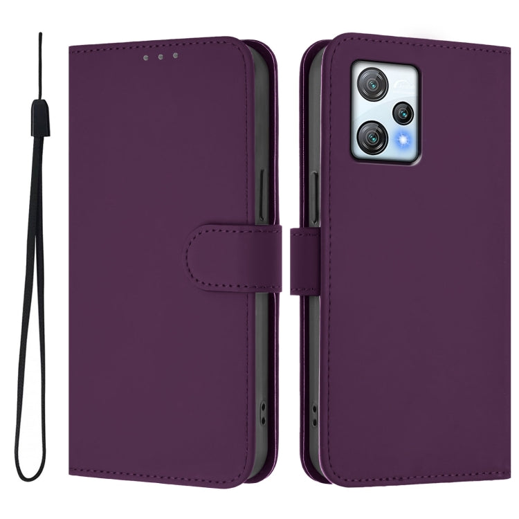 For Blackview A53 Skin Feel Solid Color Leather Phone Case with Lanyard