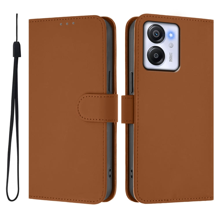 For Blackview Oscal Modern 8 / Color 8 Skin Feel Solid Color Leather Phone Case with Lanyard