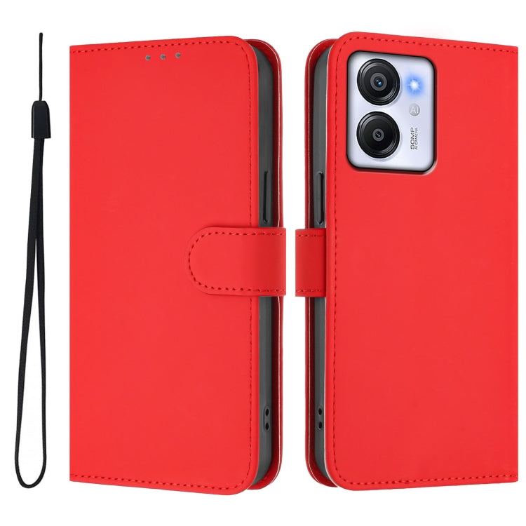 For Blackview Oscal Modern 8 / Color 8 Skin Feel Solid Color Leather Phone Case with Lanyard