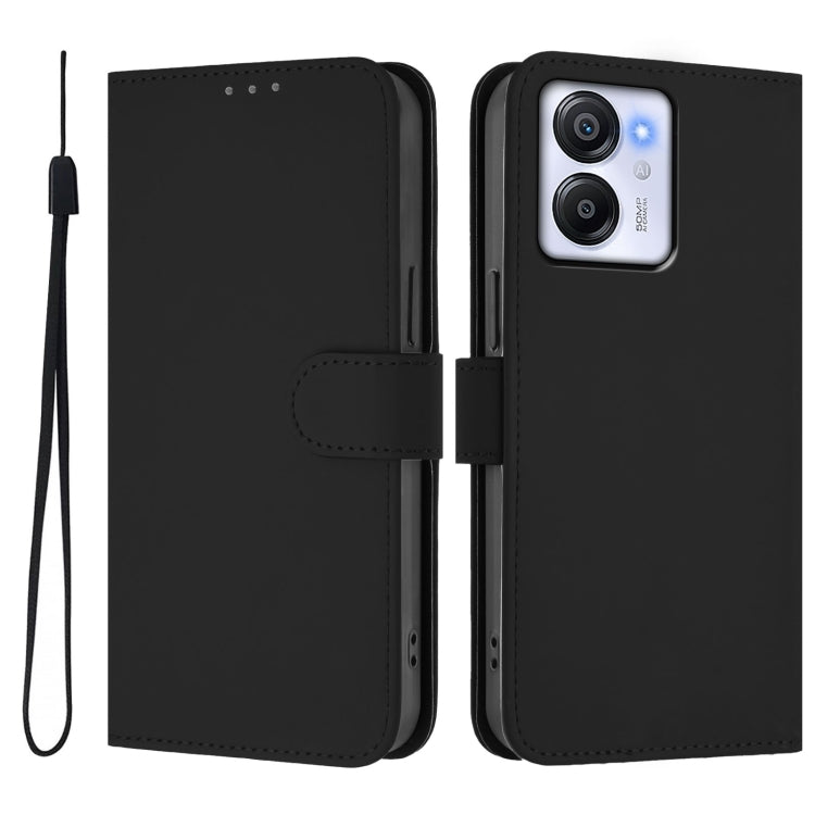 For Blackview Oscal Modern 8 / Color 8 Skin Feel Solid Color Leather Phone Case with Lanyard