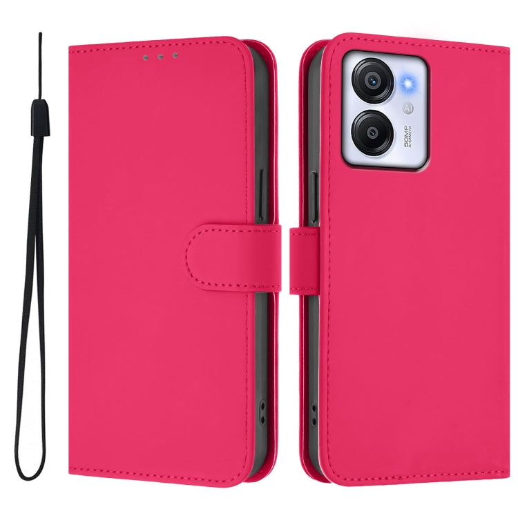 For Blackview Oscal Modern 8 / Color 8 Skin Feel Solid Color Leather Phone Case with Lanyard