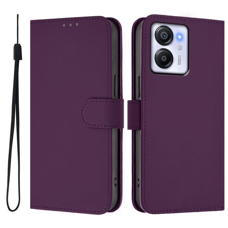 For Blackview Oscal Modern 8 / Color 8 Skin Feel Solid Color Leather Phone Case with Lanyard