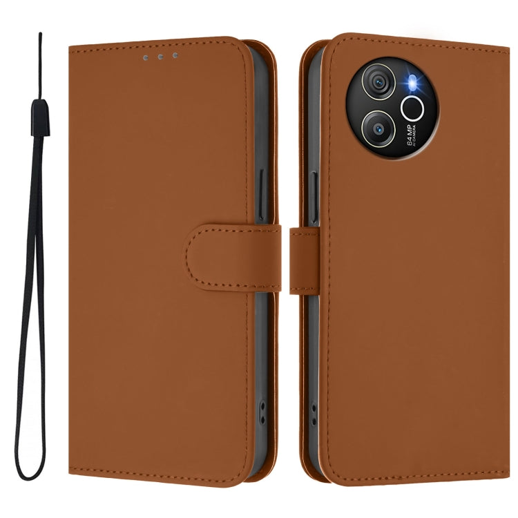 For Blackview Shark 8 / Oscal Tiger 12 Skin Feel Solid Color Leather Phone Case with Lanyard