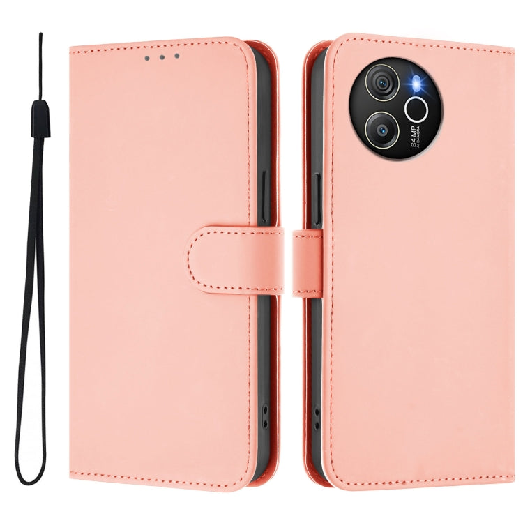 For Blackview Shark 8 / Oscal Tiger 12 Skin Feel Solid Color Leather Phone Case with Lanyard